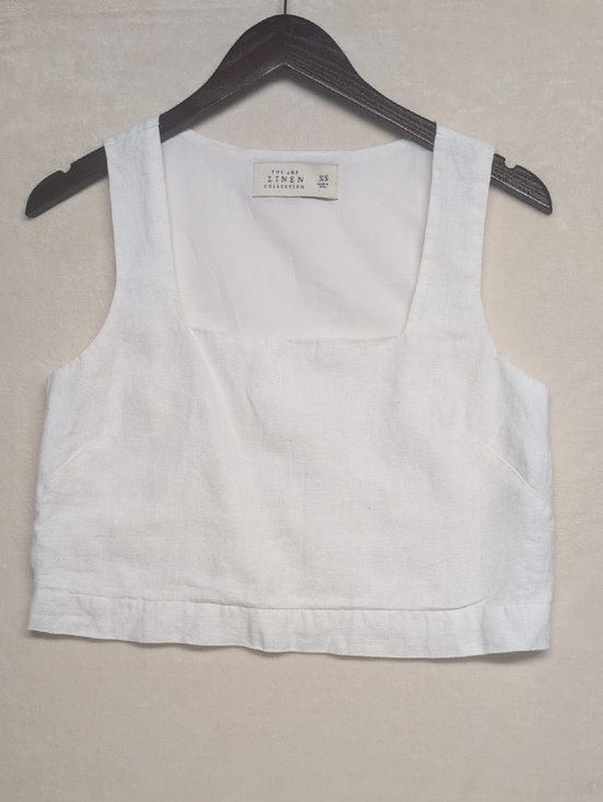 Abercrombie & Fitch Tops - Abercrombie & Fitch White Square-Neck Linen Crop Top